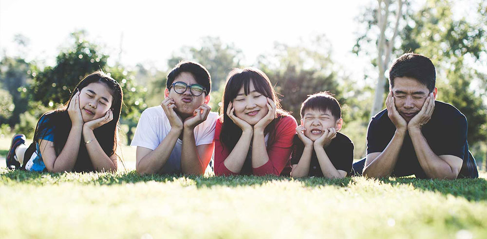 Family in grass